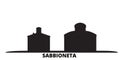 Italy, Sabbioneta city skyline isolated vector illustration. Italy, Sabbioneta travel black cityscape Royalty Free Stock Photo