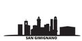 Italy, San Gimignano City city skyline isolated vector illustration. Italy, San Gimignano City travel black cityscape Royalty Free Stock Photo