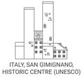 Italy, San Gimignano, Historic Centre Unesco travel landmark vector illustration