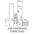 Italy, San Gimignano, Torre Chigi travel landmark vector illustration