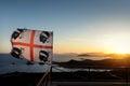 Italy, Sardinia, Europe, Capo Spartivento coast in the south west of Sardinia. Sardinian 4 mori flag Royalty Free Stock Photo