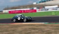 60s vintage car racing scenic blurred background on racetrack, Porsche 356 coupe Royalty Free Stock Photo