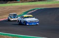 70s vintage historic car race on asphalt track turn, Ford Capri RS 3100