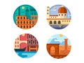 Italy set icon. Rome and Venice