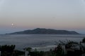 Italy Sicily Aeolian Islands, Salina Island, full moon Royalty Free Stock Photo