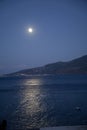 Italy Sicily Aeolian Islands, Salina Island, full moon Royalty Free Stock Photo