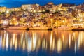 Fishing boats at night in the harbor of Sciacca, on the Mediterranean Sea Royalty Free Stock Photo