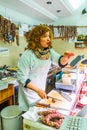 Butcher shop selling cured and dried meats in Centuripe