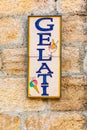 Gelati ice cream sign in the town of Gangi