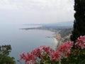 Italy Sicily Taormina View Over The Bay Below Taormina City From Botanic Gardends Over the Cliffs
