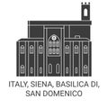 Italy, Siena, Basilica Di, San Domenico travel landmark vector illustration