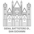 Italy, Siena, Battistero Di , San Giovanni travel landmark vector illustration