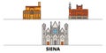 Italy, Siena flat landmarks vector illustration. Italy, Siena line city with famous travel sights, skyline, design.