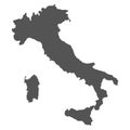 Italy silhouette map vector illustration isolated on white Royalty Free Stock Photo