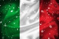 Italy silk surface flag and snow layer Royalty Free Stock Photo