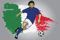 Italy soccer player with flag as a background Royalty Free Stock Photo