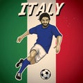 Italy soccer player with flag background Royalty Free Stock Photo