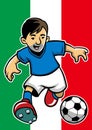 Italy soccer player with flag background Royalty Free Stock Photo