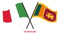 Italy and Sri Lanka Flags Crossed And Waving Flat Style. Official Proportion. Correct Colors