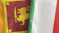 Italy and Sri Lanka two flags textile cloth 3D rendering