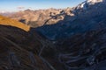 Italy, Stelvio National Park. Famous road to Stelvio Pass in Ortler Alps.