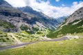 Italy, Stelvio National Park. Famous road to Stelvio Pass in Ortler Alps. Royalty Free Stock Photo