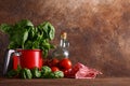 italy still life tomatoes basil Royalty Free Stock Photo