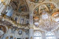 Italy, Stupinigi - January 2023: luxury interior of Royal Palace with baroque design and window