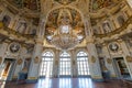 Italy, Stupinigi - January 2023: luxury interior of Royal Palace with baroque design and window