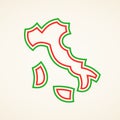 Italy - Stylized outline map in colors of the flag