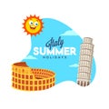 Italy summer holidays, poster, banner or flyer with illustration