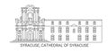 Italy, Syracuse, Cathedral Of Syracuse, travel landmark vector illustration