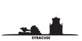 Italy, Syracuse City city skyline isolated vector illustration. Italy, Syracuse City travel black cityscape