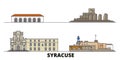 Italy, Syracuse flat landmarks vector illustration. Italy, Syracuse line city with famous travel sights, skyline, design