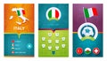 Italy team European 2020 football vertical banner set for social media. Italy group A banner with isometric map, pin flag, match