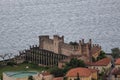 Italy. Tha views on the lake Lago di Garda and Il Castello Scaligero di Torri del Benaco