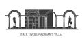 Italy, Tivoli, Hadrian's Villa, travel landmark vector illustration