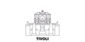 Italy, Tivoli, Villa D`este line travel skyline set. Italy, Tivoli, Villa D`este outline city vector illustration