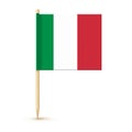 Italy toothpick flag isolated on wood stick with white paper. Realistic little tooth pick for lunch. Vector cocktail