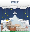 Italy travel background Landmark Global Travel And Journey Infographic Vector Design Template. illustration. Royalty Free Stock Photo