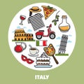 Italy travel landmark symbols vector poster Royalty Free Stock Photo