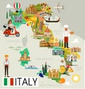 Italy Travel Map. Royalty Free Stock Photo