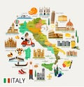 Italy Travel Map. Royalty Free Stock Photo