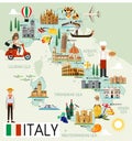 Italy Travel Map. Royalty Free Stock Photo