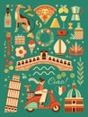 Italy Travel Poster with Italian Culture Symbols Royalty Free Stock Photo