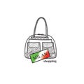 Italy travel sign. Milan city shopping label. Shop bag italian s