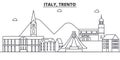 Italy, Trento architecture line skyline illustration. Linear vector cityscape with famous landmarks, city sights, design