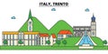 Italy, Trento. City skyline architecture . Editable