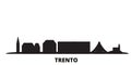 Italy, Trento city skyline isolated vector illustration. Italy, Trento travel black cityscape