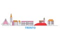 Italy, Trento line cityscape, flat vector. Travel city landmark, oultine illustration, line world icons